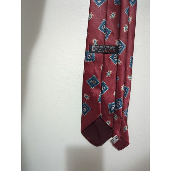 The American Edition Collection Mens Red And Beige Paisley Tie - Picture 4 of 7